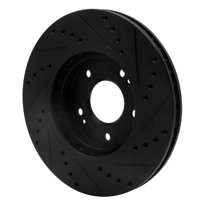 R1 Concepts R1 01-06 Hyundai Santa Fe Front Left Drilled & Slotted Black Brake Rotor