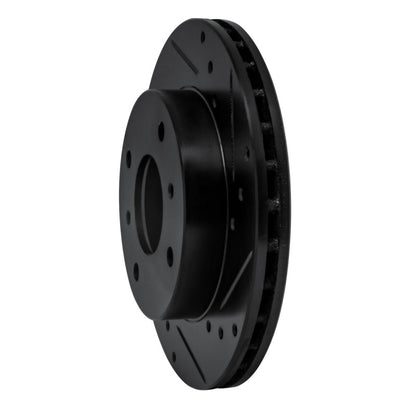 R1 Concepts R1 85-89 Nissan STANZA Front Right Drilled & Slotted Black Brake Rotor