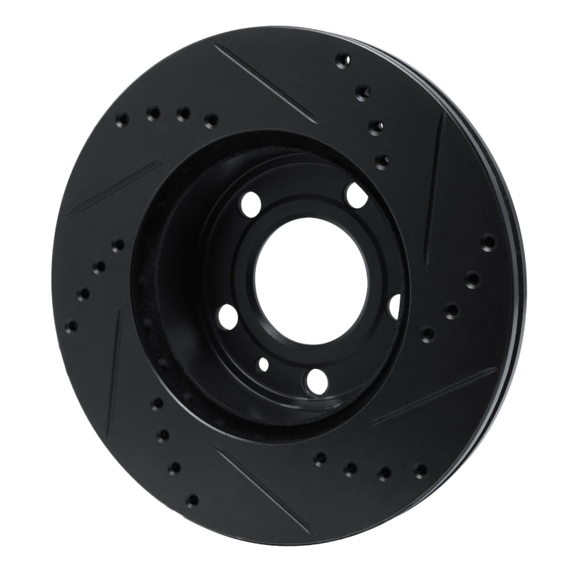 R1 Concepts R1 82-90 Volvo 760 Series Front Left Drilled & Slotted Black Brake Rotor