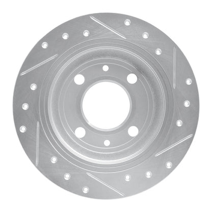 R1 Concepts R1 86-98 Saab 9000 Rear Left Drilled & Slotted Silver Brake Rotor