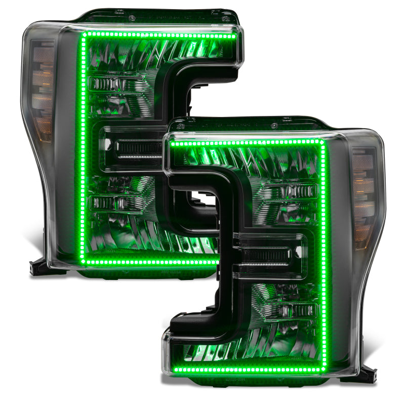 ORACLE Lighting Oracle 17-19 Ford F-250 SD Dynamic Pre-Assembled Headlights - Halogen - Black Edition -