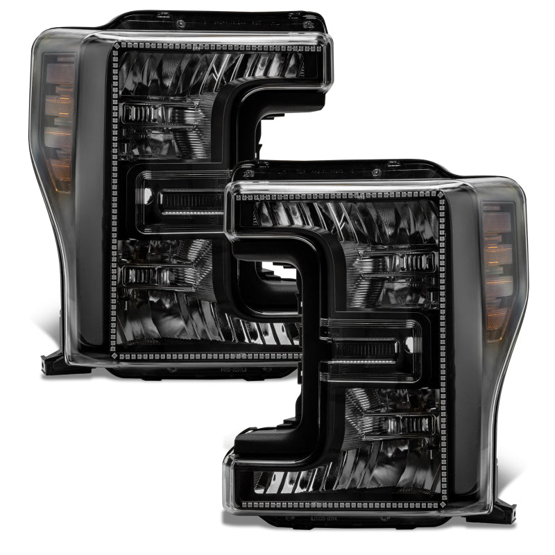 ORACLE Lighting Oracle 17-19 Ford F-250 SD Dynamic Pre-Assembled Headlights - Halogen - Black Edition -