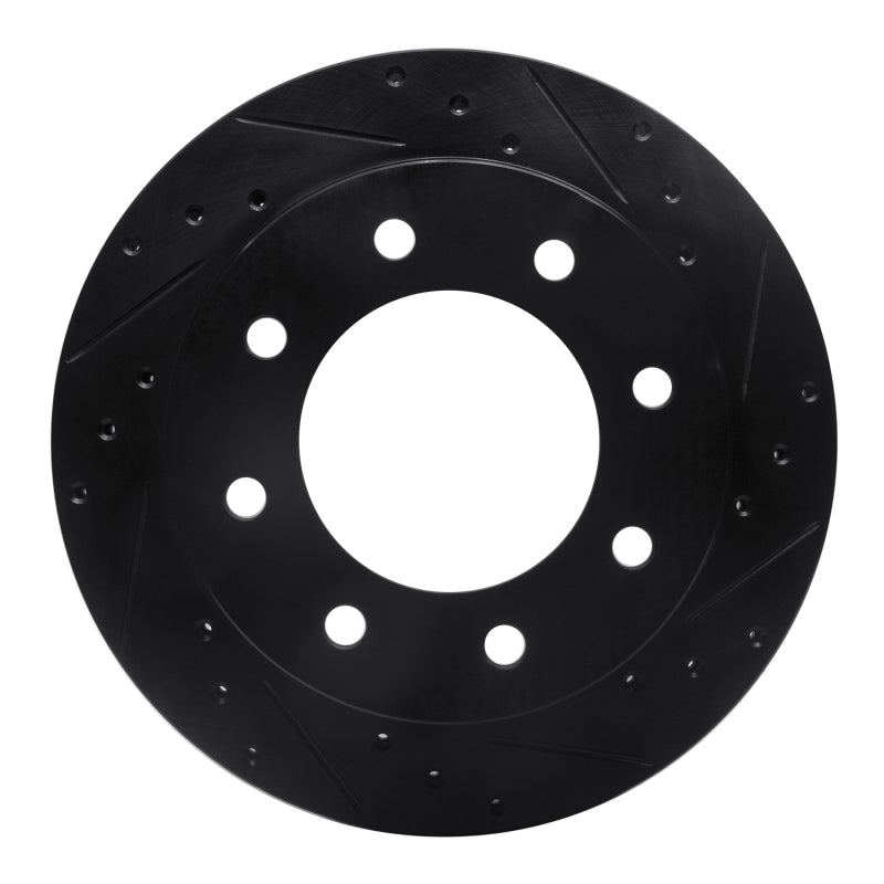 R1 Concepts R1 99-25 Chevrolet Express 3500 Rear Right Drilled & Slotted Black Brake Rotor