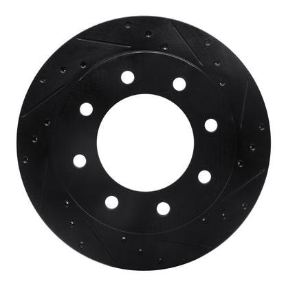 R1 Concepts R1 99-25 Chevrolet Express 3500 Rear Right Drilled & Slotted Black Brake Rotor