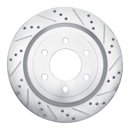 R1 Concepts R1 18-21 Ford F-150 4WD Rear Right Drilled & Slotted Silver Brake Rotor