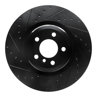 R1 Concepts R1 09-19 BMW 750LI Rear Left Drilled & Slotted Black Brake Rotor