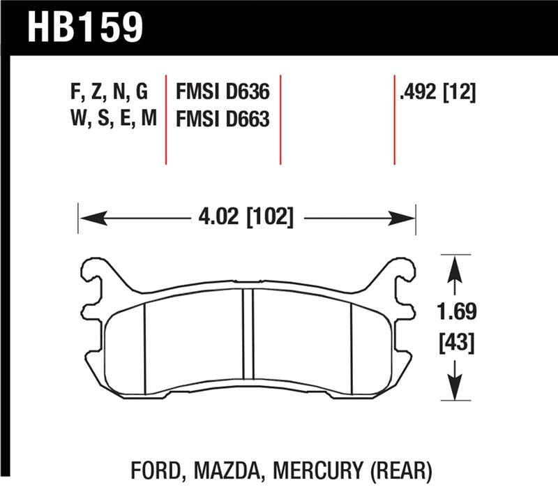 Hawk Performance Hawk 97-02 Ford Escort/98-03 ZX2 / 94-97 & 99-05 Mazda Miata DTC-30 Race Rear Brake Pads