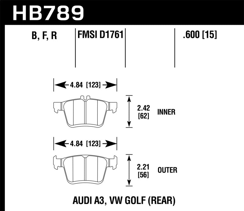 Hawk Performance Hawk 15-17 Audi A3/A3 Quattro HPS 5.0 Rear Brake Pads