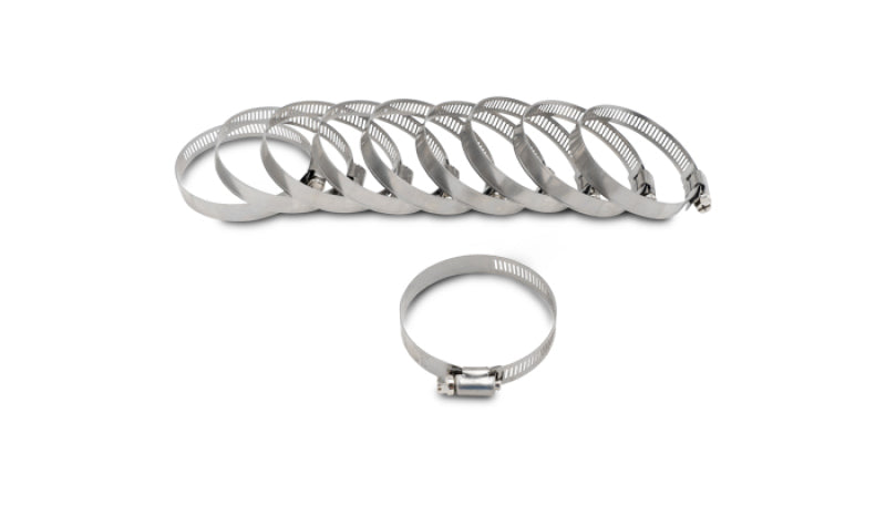 Vibrant S.S. Worm Gear Clamps Pack of 10 - Clamping Range: 2.79in - 3.74in (71mm - 95mm)