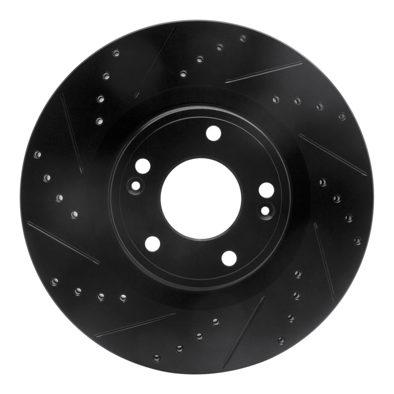 R1 Concepts R1 10-16 Hyundai Genesis Coupe Front Left Drilled & Slotted Black Brake Rotor