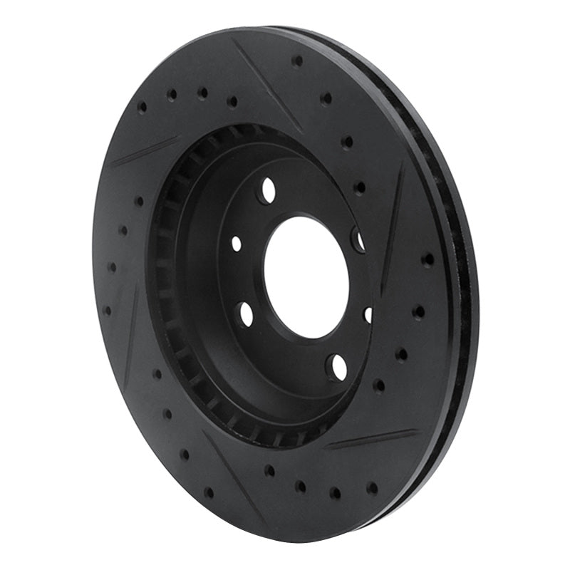 R1 Concepts R1 87-93 Saab 9000 Front Left Drilled & Slotted Black Brake Rotor