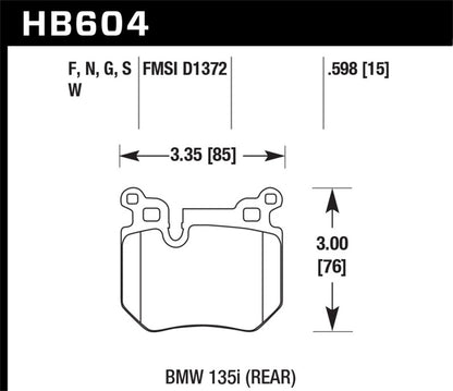 Hawk Performance Hawk BMW 135i HP+ Street Rear Brake Pads