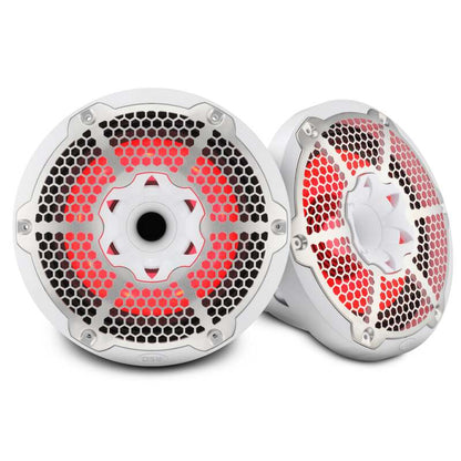 DS18 Hybrid Marine Speaker w/ Driver And RGB LEDs 10in 2-Way 450 Watts RMS 4 ohm White w/ Cover