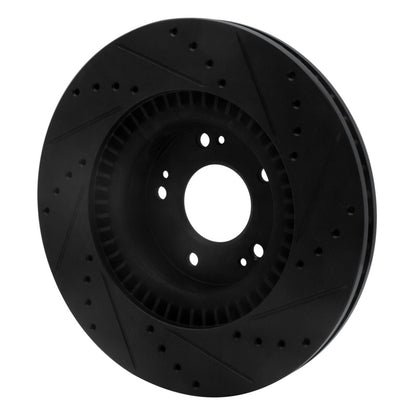 R1 Concepts R1 09-11 Hyundai Genesis Sedan Front Left Drilled & Slotted Black Brake Rotor