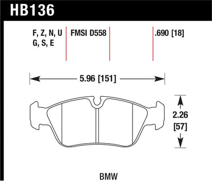 Hawk Performance Hawk 92-99 BMW 318 Series / 01-07 325 Series / 98-00 328 Series Blue 9012 Race Front Brake Pads