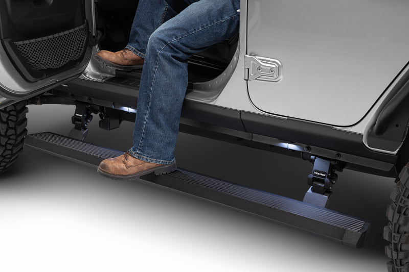 Go Rhino RealTruck 18-24 Jeep Wrangler 4dr VoltStep Electric Running Board Kit (Drilling Req.) - Tex. Blk