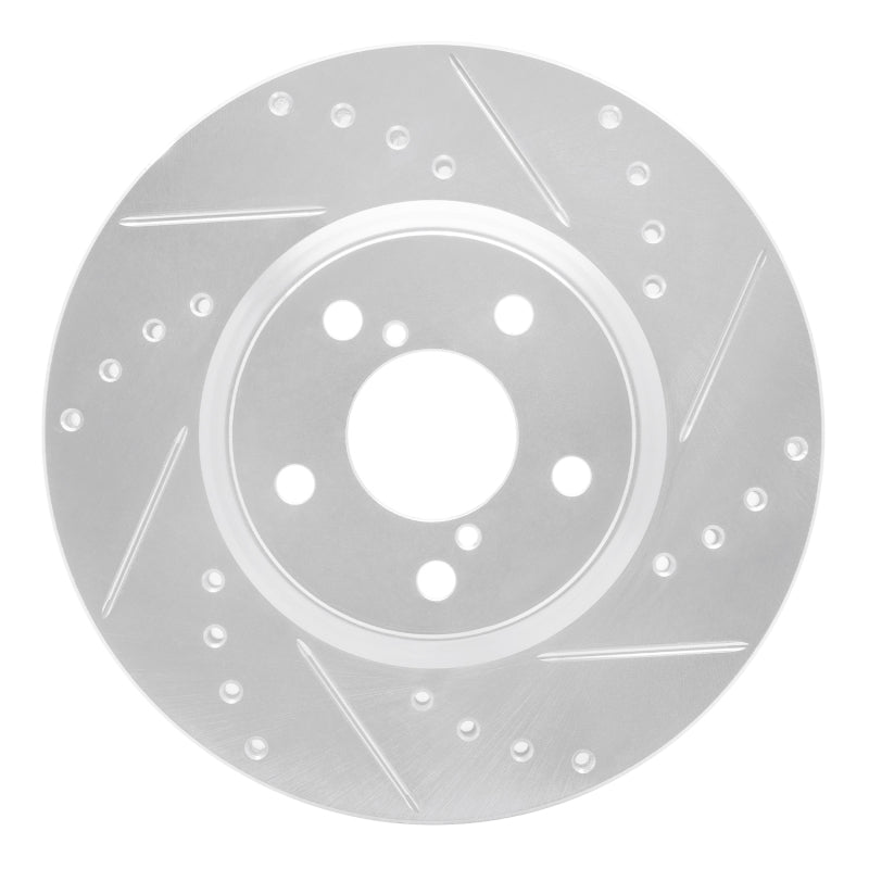 R1 Concepts R1 17-23 Subaru Impreza Front Right Drilled & Slotted Silver Brake Rotor