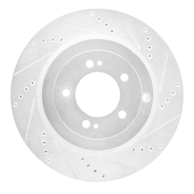 R1 Concepts R1 08-15 Mitsubishi Lancer Rear Right Drilled & Slotted Silver Brake Rotor