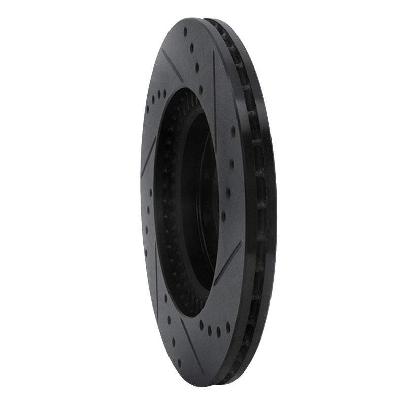 R1 Concepts R1 06-15 Mazda MX-5 Miata Front Left Drilled & Slotted Black Brake Rotor