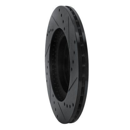 R1 Concepts R1 06-15 Mazda MX-5 Miata Front Left Drilled & Slotted Black Brake Rotor