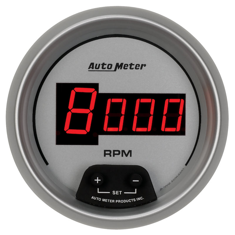 AutoMeter Gauge Tach 3-3/8in. 10K RPM In-Dash Digital Silver Dial W/ Red Led