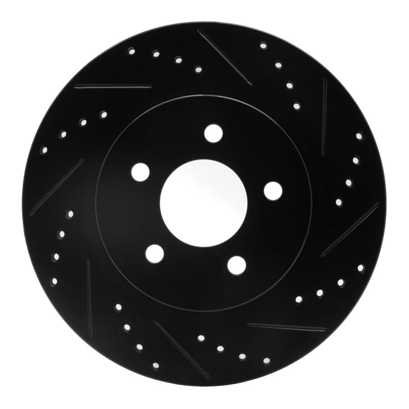 R1 Concepts R1 05-14 Ford Mustang Rear Right Drilled & Slotted Black Brake Rotor