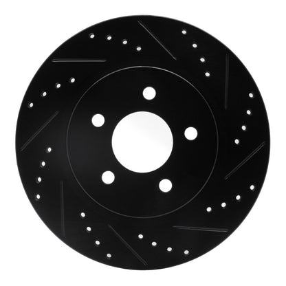 R1 Concepts R1 05-14 Ford Mustang Rear Right Drilled & Slotted Black Brake Rotor