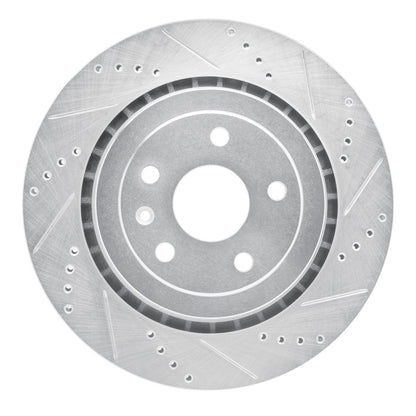 R1 Concepts R1 16-24 Cadillac ATS Rear Right Drilled & Slotted Silver Brake Rotor