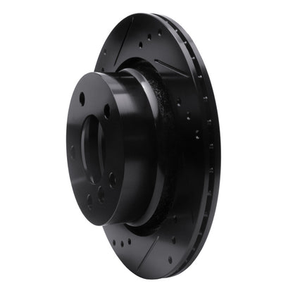 R1 Concepts R1 03-08 BMW Z4 Rear Left Drilled & Slotted Black Brake Rotor