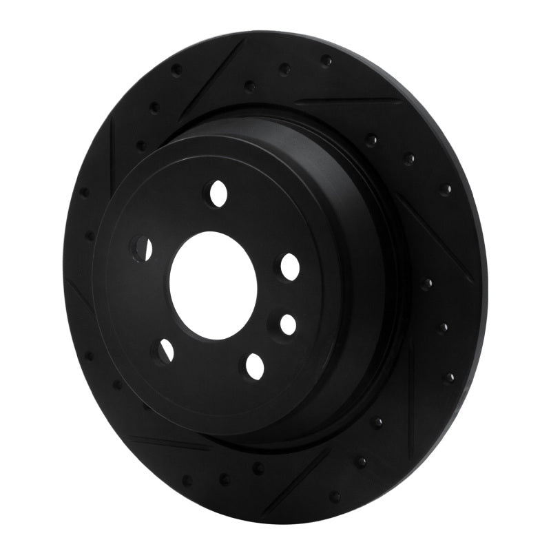 R1 Concepts R1 13-15 Land Rover LR2 Rear Left Drilled & Slotted Black Brake Rotor