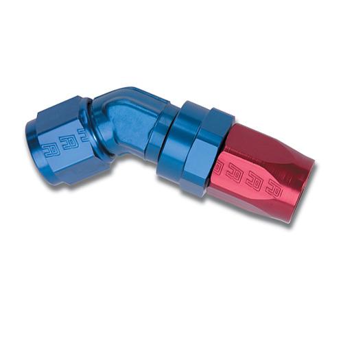 Russell Performance -10 AN Red/Blue 150 Degree Full Flow Swivel Hose End (With 15/16in Radius)