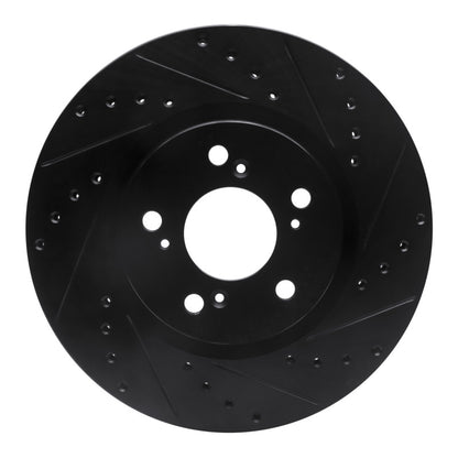 R1 Concepts R1 05-12 Acura RL Front Right Drilled & Slotted Black Brake Rotor