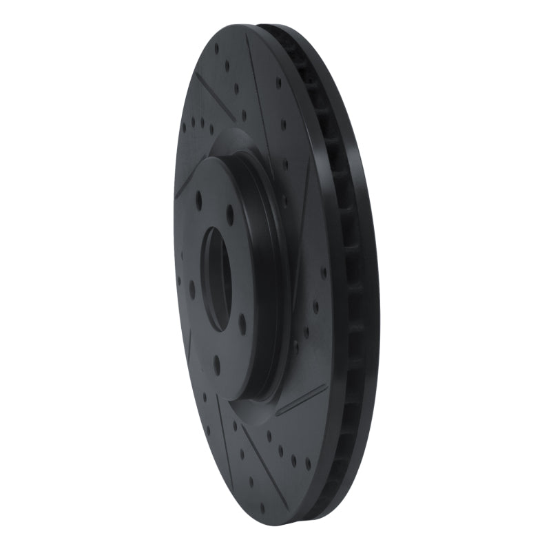 R1 Concepts R1 07-17 Nissan Sentra Front Right Drilled & Slotted Black Brake Rotor