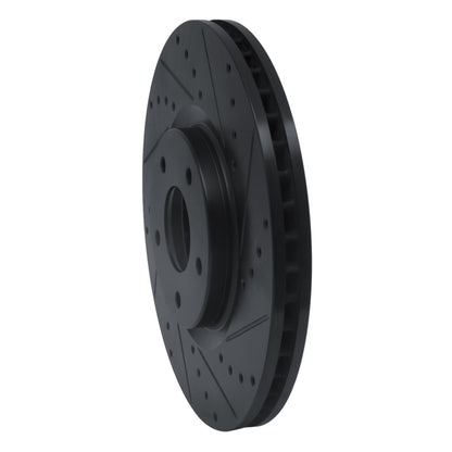 R1 Concepts R1 07-17 Nissan Sentra Front Right Drilled & Slotted Black Brake Rotor