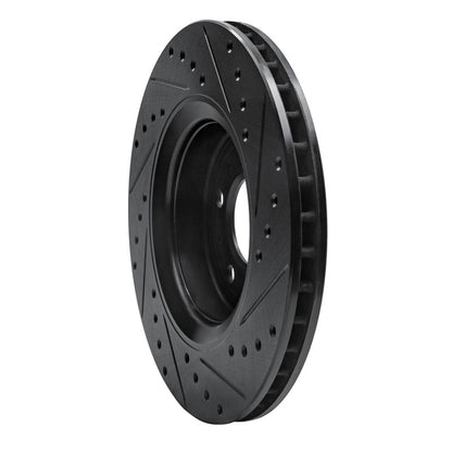 R1 Concepts R1 98-04 Volvo V70 Front Left Drilled & Slotted Black Brake Rotor