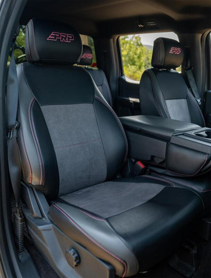 PRP Seats PRP 2021+ Ford 150/ 2023+ SuperDuty Front Seat Covers (Pair) - Black w/ Red Stich