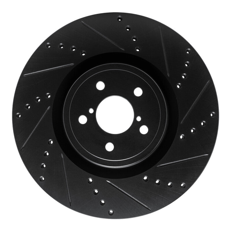 R1 Concepts R1 03-25 Subaru Impreza Front Right Drilled & Slotted Black Brake Rotor