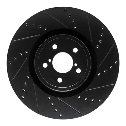 R1 Concepts R1 03-25 Subaru Impreza Front Right Drilled & Slotted Black Brake Rotor