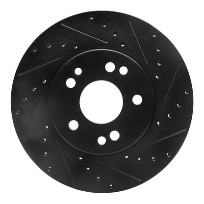 R1 Concepts R1 90-95 Mercedes-Benz 300CE Front Right Drilled & Slotted Black Brake Rotor