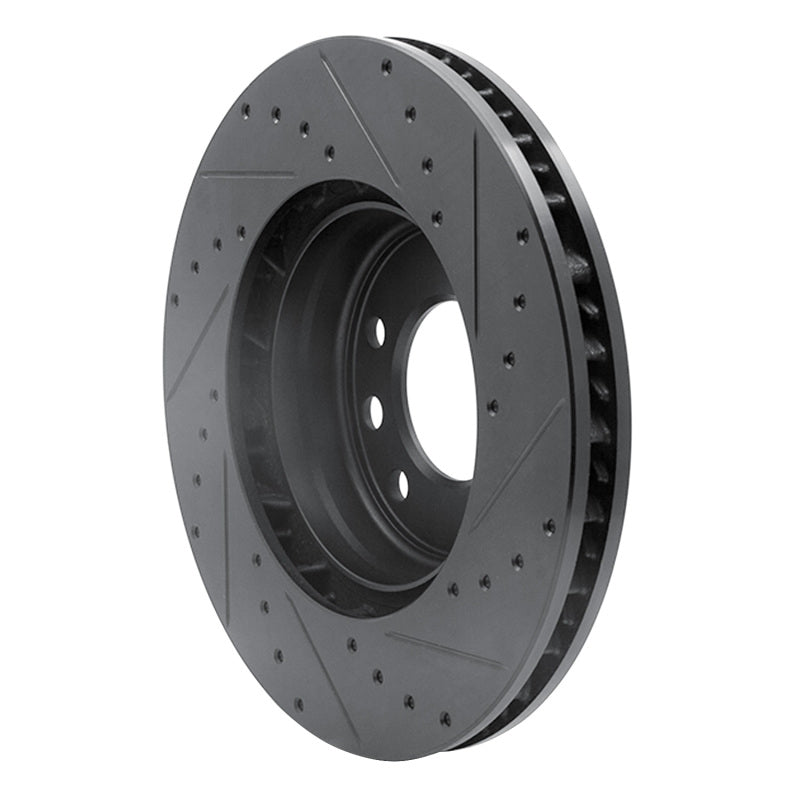 R1 Concepts R1 03-18 Porsche Cayenne Right Front Drilled & Slotted Black Brake Rotor