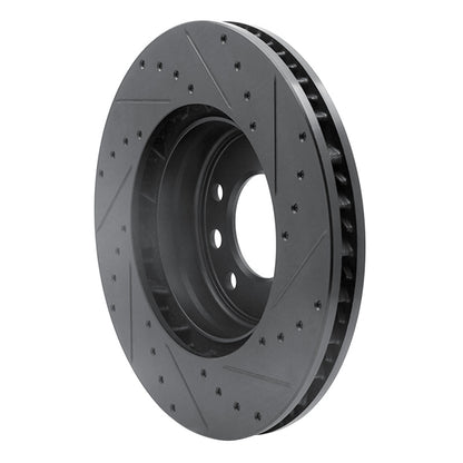 R1 Concepts R1 03-18 Porsche Cayenne Right Front Drilled & Slotted Black Brake Rotor