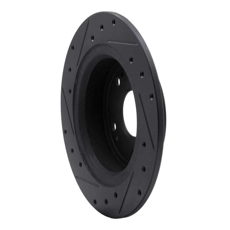 R1 Concepts R1 05-17 Honda Accord Rear Right Drilled & Slotted Black Brake Rotor