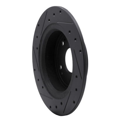 R1 Concepts R1 05-17 Honda Accord Rear Right Drilled & Slotted Black Brake Rotor