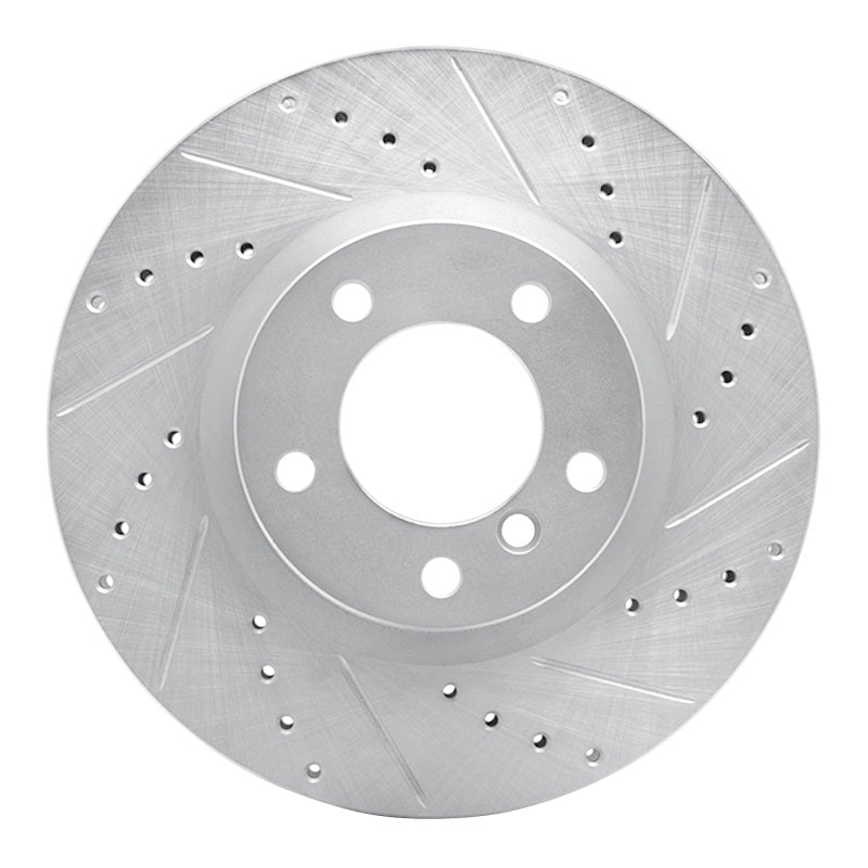R1 Concepts R1 95-02 BMW M3 Left Front Drilled & Slotted Silver Brake Rotor