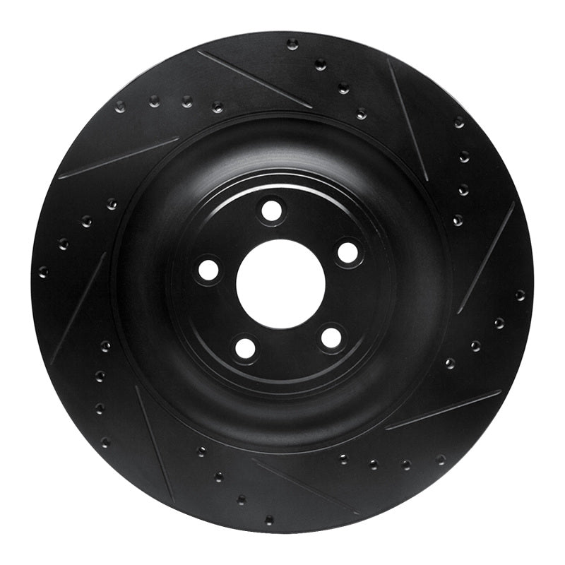 R1 Concepts R1 10-24 Jaguar XFR-S Rear Right Drilled & Slotted Black Brake Rotor