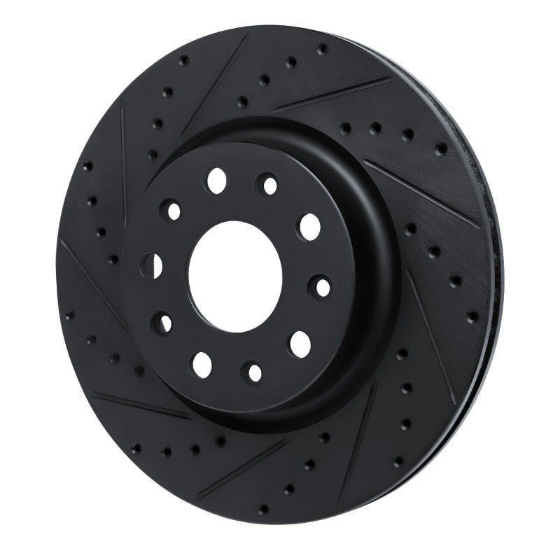 R1 Concepts R1 18-25 Jeep Wrangler Front Left Drilled & Slotted Black Brake Rotor
