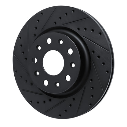 R1 Concepts R1 18-25 Jeep Wrangler Front Left Drilled & Slotted Black Brake Rotor