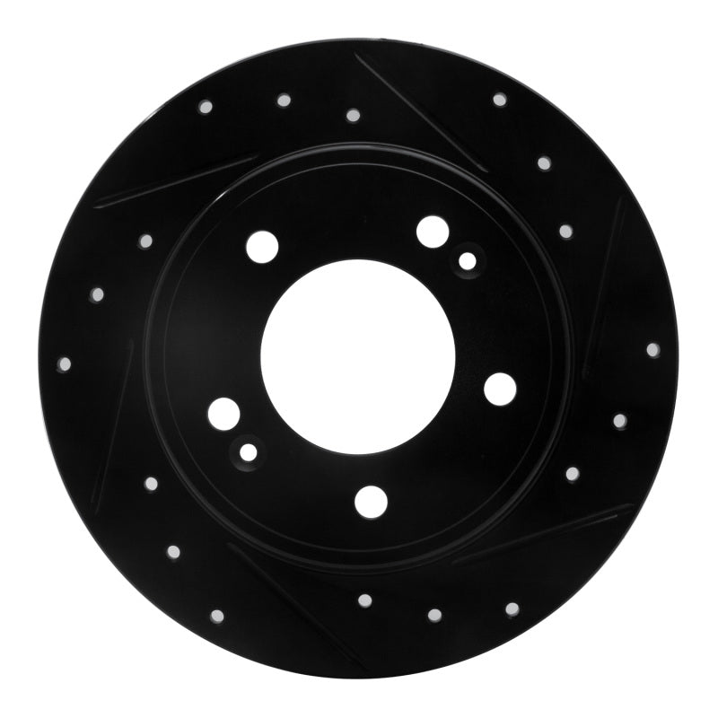 R1 Concepts R1 11-25 Hyundai Elantra Coupe Rear Right Drilled & Slotted Black Brake Rotor