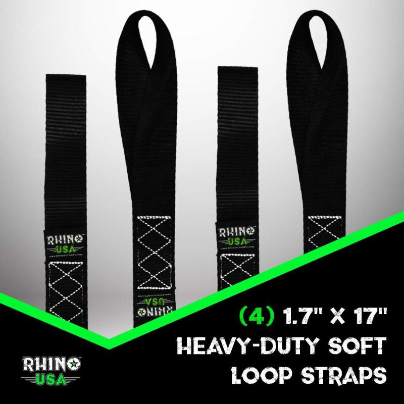 Rhino USA Soft Loops Motorcycle Tie-Down Set 4-Pack Yellow