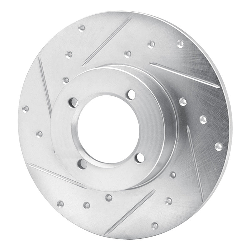 R1 Concepts R1 80-83 Nissan 200SX Front Left Drilled & Slotted Silver Brake Rotor
